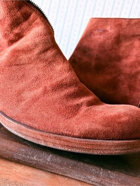 Men's Suede Zip Ankle Boots - Rust Red by MA+ size 11 $1390 Curved Zipper SALE!!